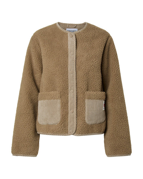 Pieces Round Neck Teddy Jacket