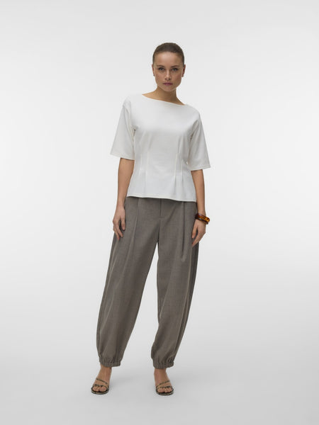 VM Boatneck Cinch Waist Short Sleeve Top