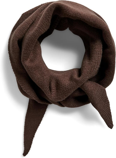 Pieces Triangular Fine Knit Neck Tie Scarf In Chocolate Brown