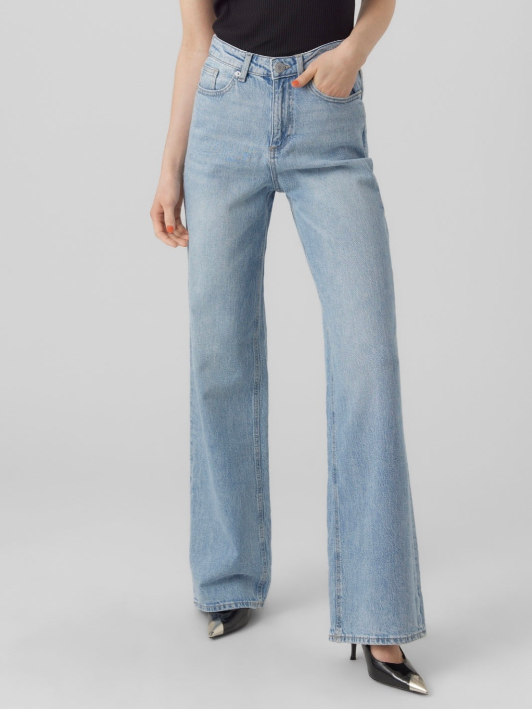 VM Tessa High Waist Wide Leg Jeans In Light Blue