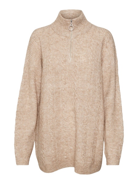 VM Longline Zip Neck Cable Knit Jumper