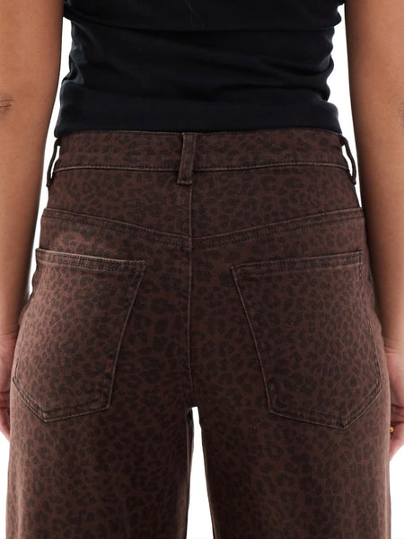 Only Madison Brown Leopard Print Wide Leg Jeans