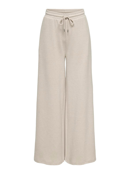 Only High Waist Wide Leg Knit Trousers In Oatmeal