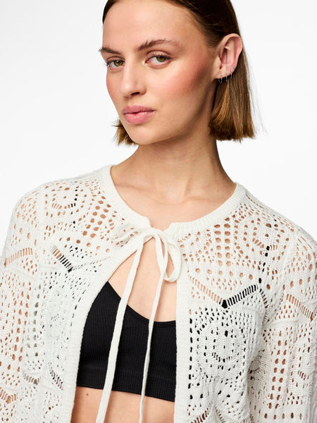 Pieces Crochet Tie Front Knitted Cardigan