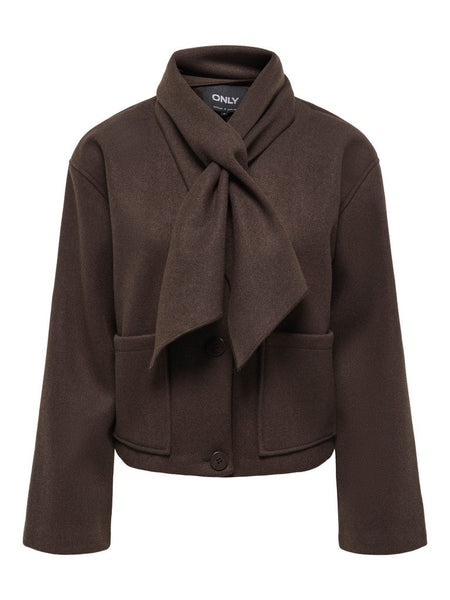 Only Scarf Jacket In Chocolate Brown