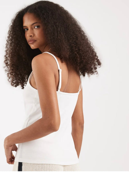 VM Cherry Print Jersey Cami Vest Top In White