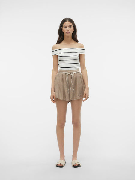 VM Black Stripe Off the Shoulder Ribbed Top