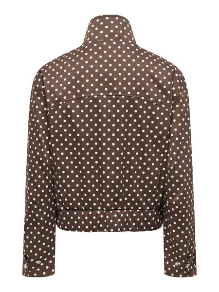 JDY Funnel Neck Jacket In Brown Polkadot
