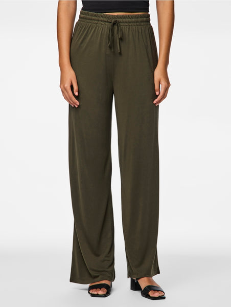 Pieces Wide Leg Trousers & Tshirt Co-ord Set In Khaki - Items Sold Separately