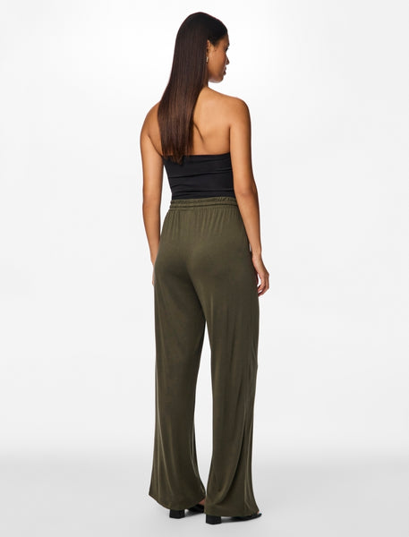 Pieces Wide Leg Trousers & Tshirt Co-ord Set In Khaki - Items Sold Separately