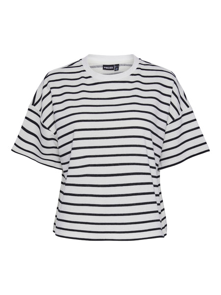 Pieces Black Stripe Boxy Tshirt & Short Co-ord
