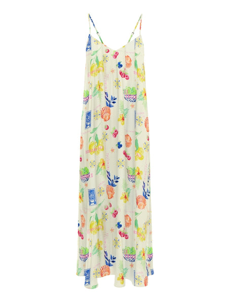 Only Postcard Print Tie Back Maxi Dress