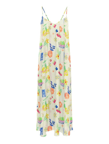 Only Postcard Print Tie Back Maxi Dress