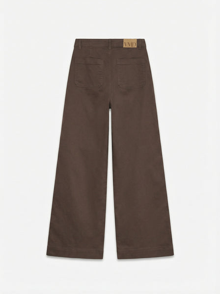 VM High Rise Wide Leg Pocket Detail Jeans In Chocolate Brown