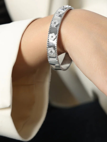 Stainless Steel Floral Bangle
