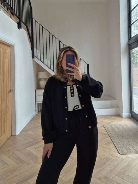 Pieces Relaxed Bomber & Jogger Co-ord in Black