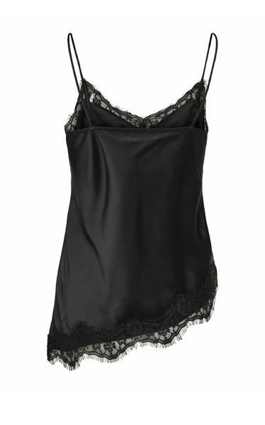 JDY Asymmetric Lace Satin Cami in Black