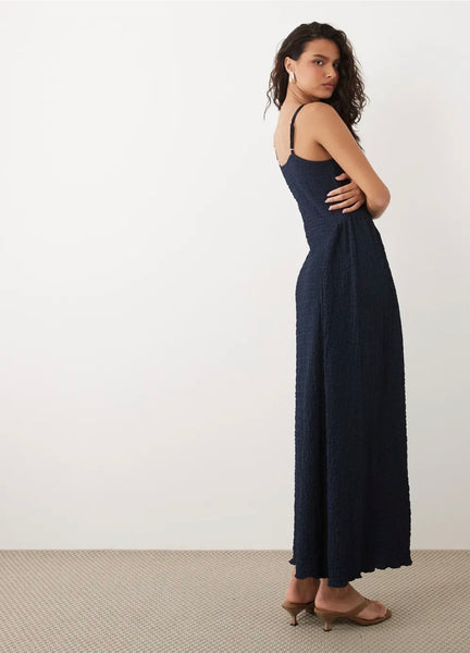 Vila Jacquard Jersey Cami Midi Dress In Navy