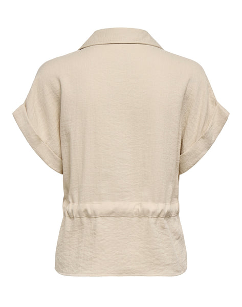 JDY Zip Front Tie Waist Shirt & Short Co-ord Set In Sandshell - Items Sold Separately