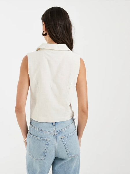 JDY Tailored Waistcoat In Linen Oatmeal