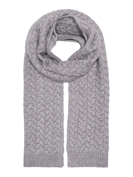 JDY Cable Knit Scarf, Hat & Mittens Set In Grey - Items Sold Separately