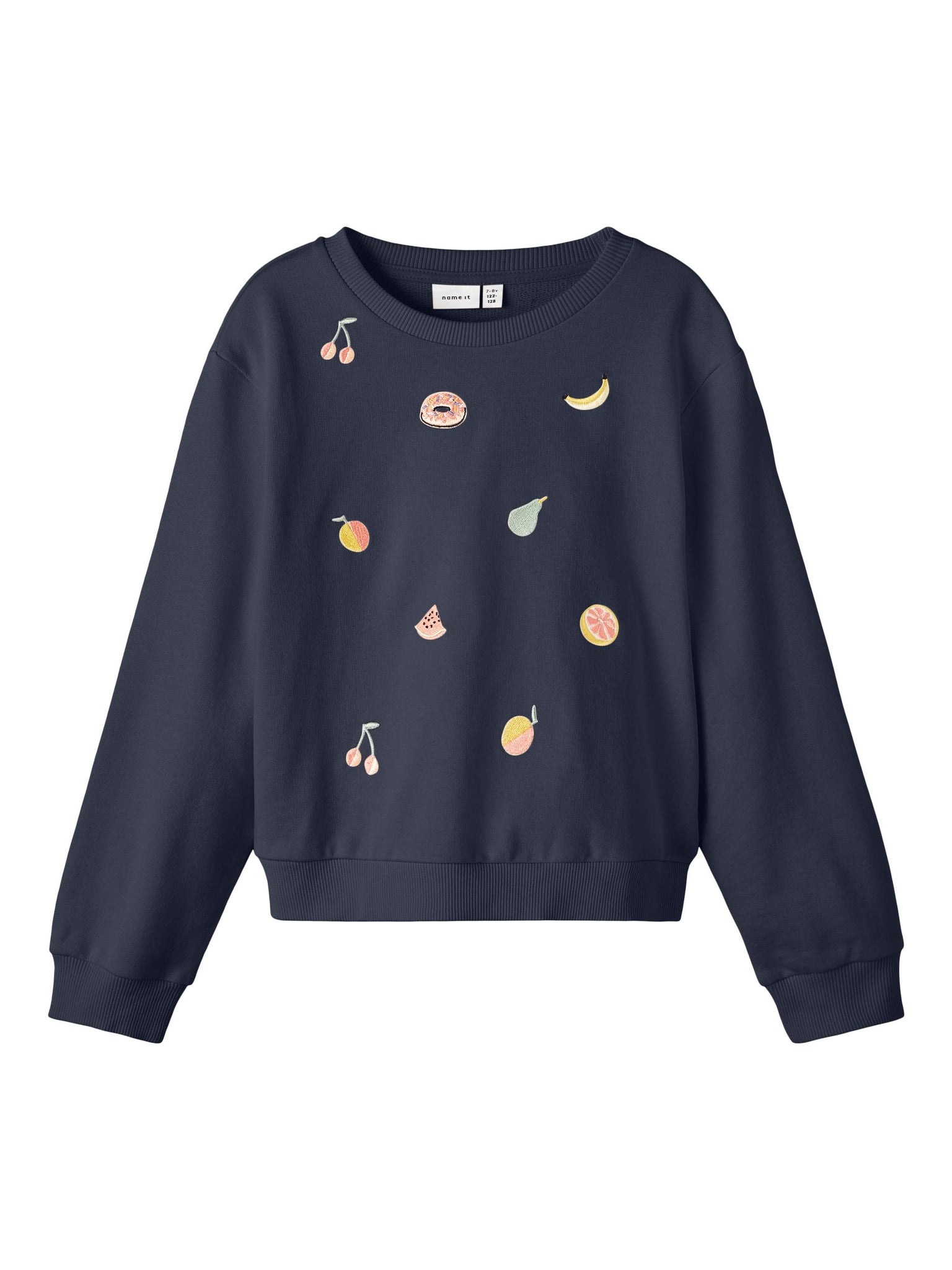 Girls Embroidered Boxy Sweatshirt In Navy