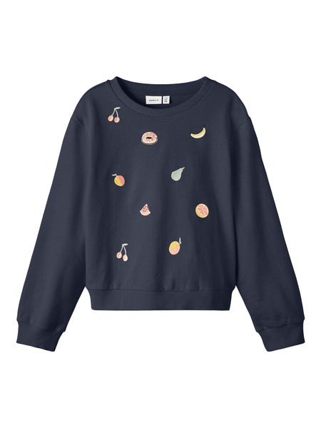 Girls Embroidered Boxy Sweatshirt In Navy