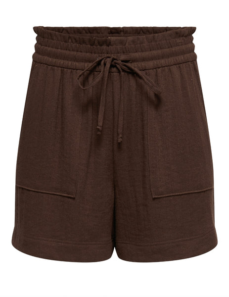 JDY Zip Front Tie Waist Shirt & Short Co-ord Set In Brown - Items Sold Separately