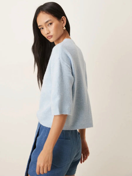 JDY Short Sleeve Knitted Jumper In Baby Blue
