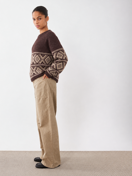 JDY Fairisle Nordic Knit Jumper In Coffee Bean
