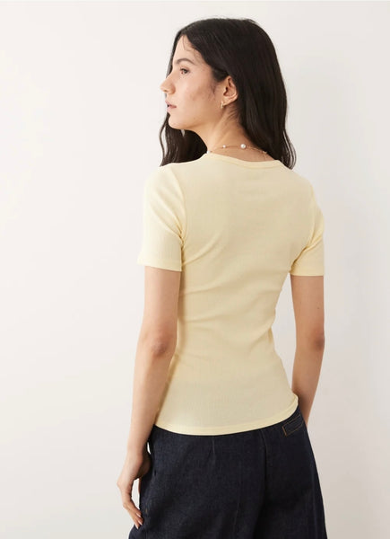 JDY Short Sleeve Ribbed Tshirt In Lemon