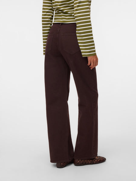 VM Tessa High Waist Wide Leg Jeans In Chocolate Brown