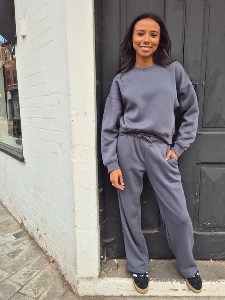 Only Sweat Lab Wide Leg Joggers & Sweatshirt Set In Grey - Items Sold Separately