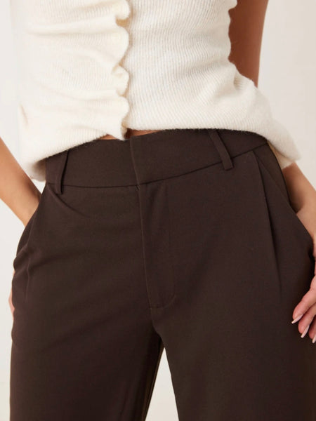JDY Wide Leg Tailored Trousers In Brown