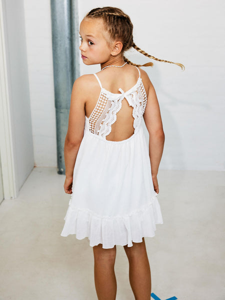 Girls Lace Back Sleeveless Summer Dress