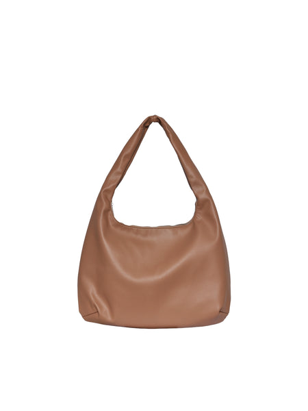 Pieces Oversized Faux Leather Slouchy Tote Bag In Mocha
