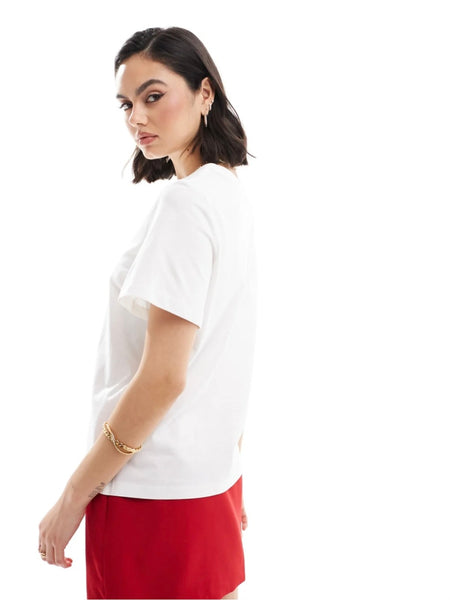 JDY Short Sleeve Heart Tshirt In White