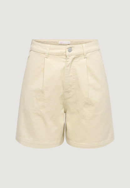 JDY High Waist Pleat Front Shorts In Beige