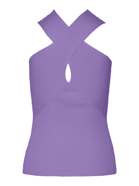 VM Crossover Ribbed Knit Top In lilac