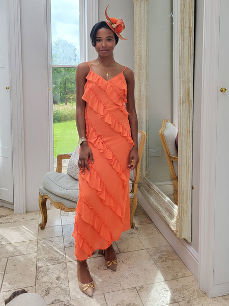 Vila Orange Frill Maxi Dress