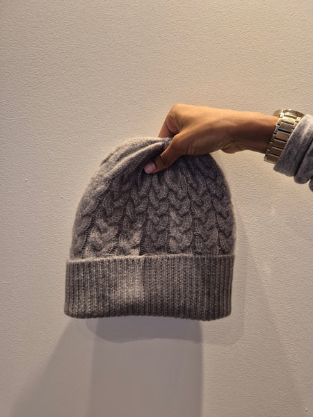 JDY Cable Knit Scarf, Hat & Mittens Set In Grey - Items Sold Separately