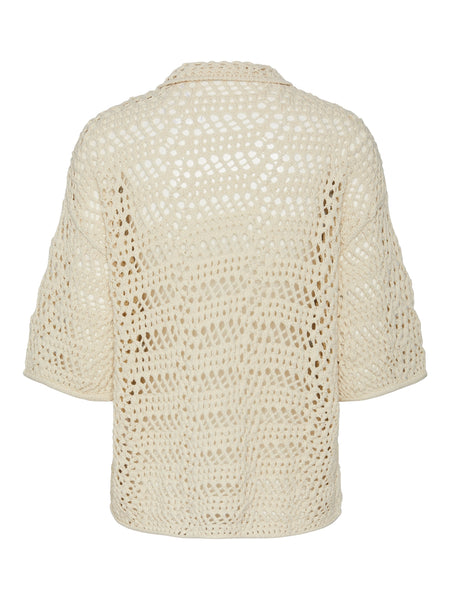 Pieces Short Sleeve Crochet Knit Cardigan