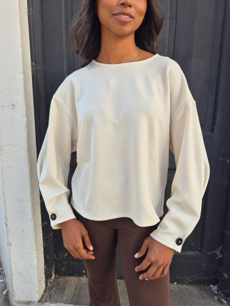 Vila Long Sleeve Buttoned Cuff Slouchy Top