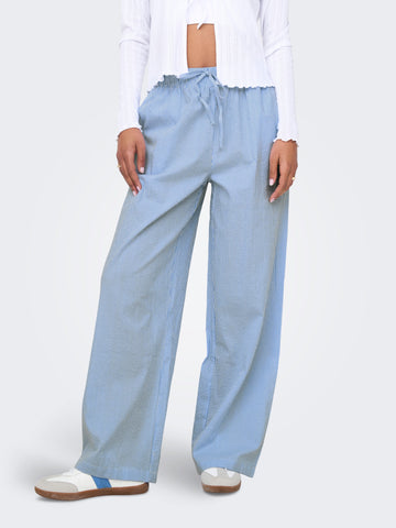 Only Blue Pinstripe Wide Leg Trousers - Co-ord