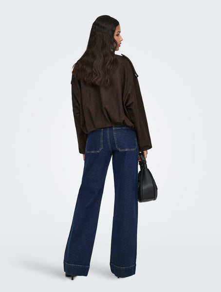 JDY Faux Suede Bomber Jacket In Brown