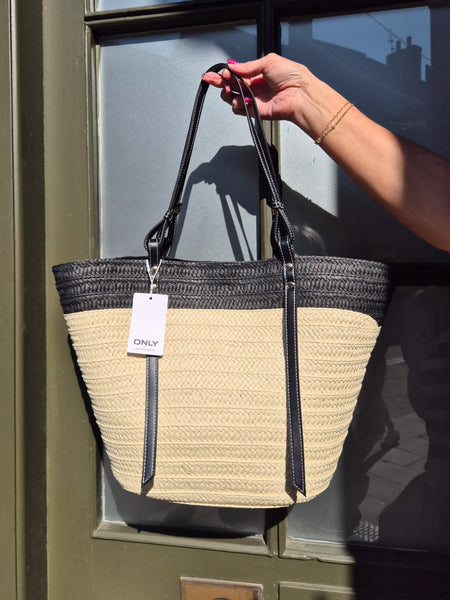 Only Woven Summer Shopper With Black Trim