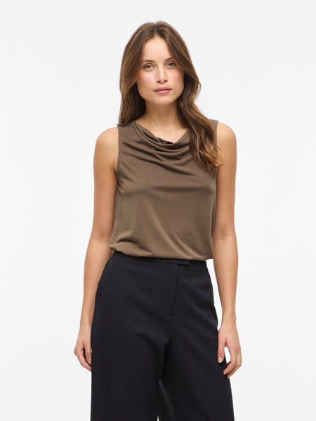 Vila Cowl Neck Sleeveless Top in Brown - Part of a Co-ord Set