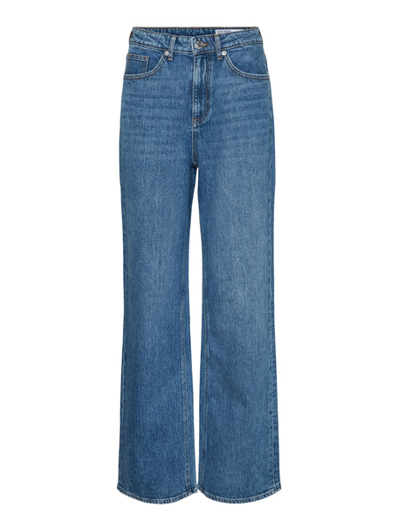 VM Tessa High Waist Wide Leg Jeans In Medium Blue