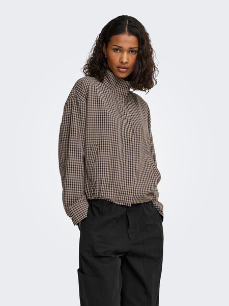 JDY Checked Funnel Neck Lightweight Jacket