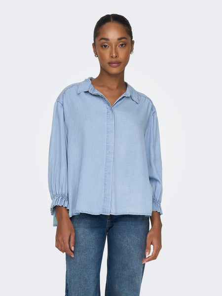 Only Soft Dot Denim 3/4 Sleeve Shirt